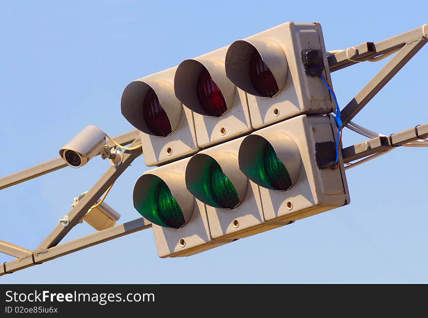 The image of traffic light while green light on