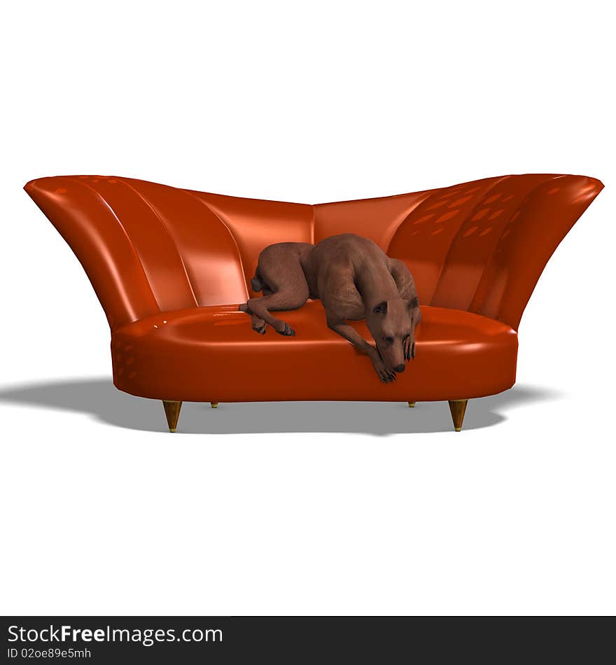 Miniature Pinscher Dog. 3D rendering with clipping path and shadow over white