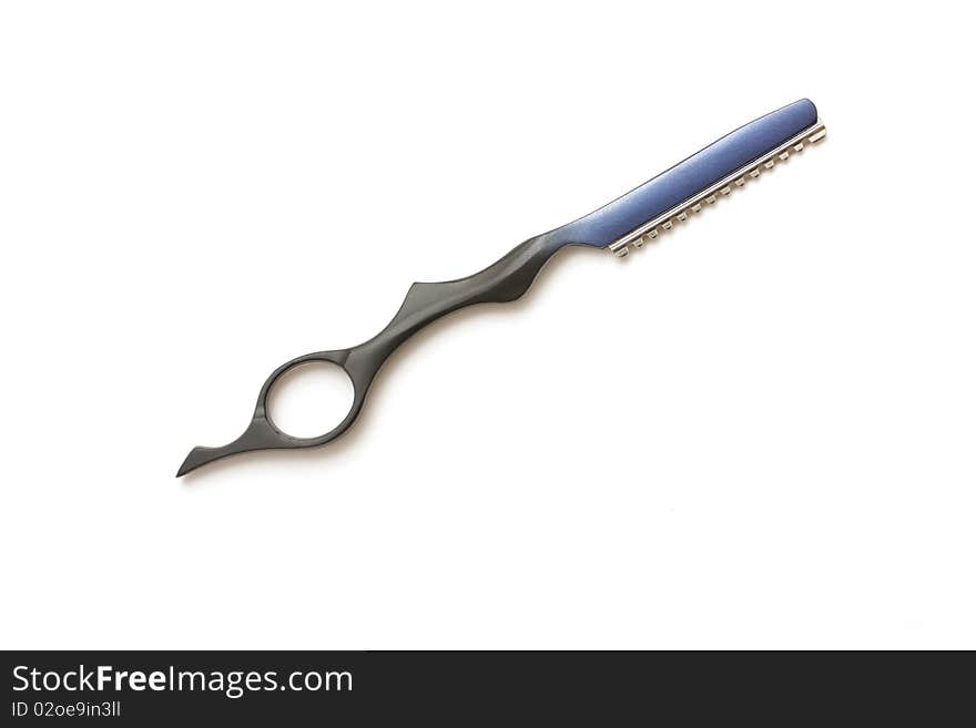 Modern professional hairdresser styling razor isolated on a white background