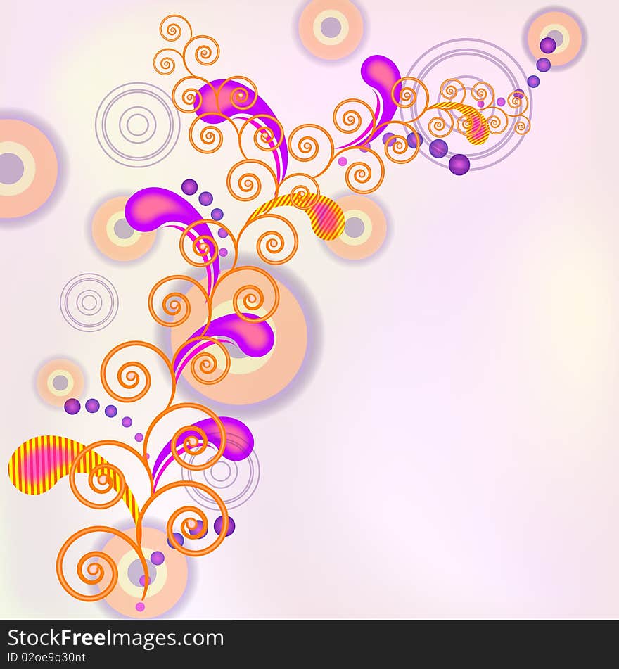 Spiral background with stylized decorative swirls. EPS10. Spiral background with stylized decorative swirls. EPS10