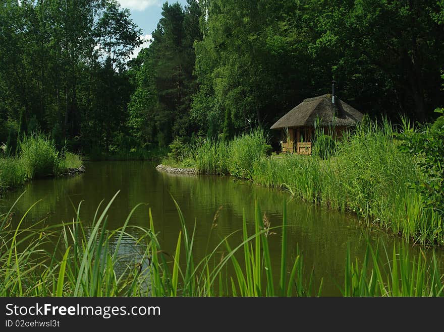 Umbrella Roof Over Pond