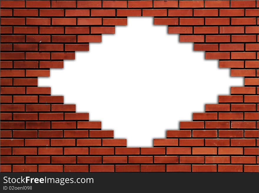 Part of brick wall. Red