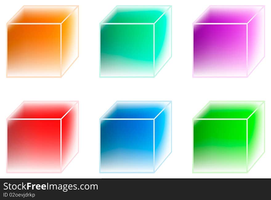 Many-coloured ice cubes isolated on white