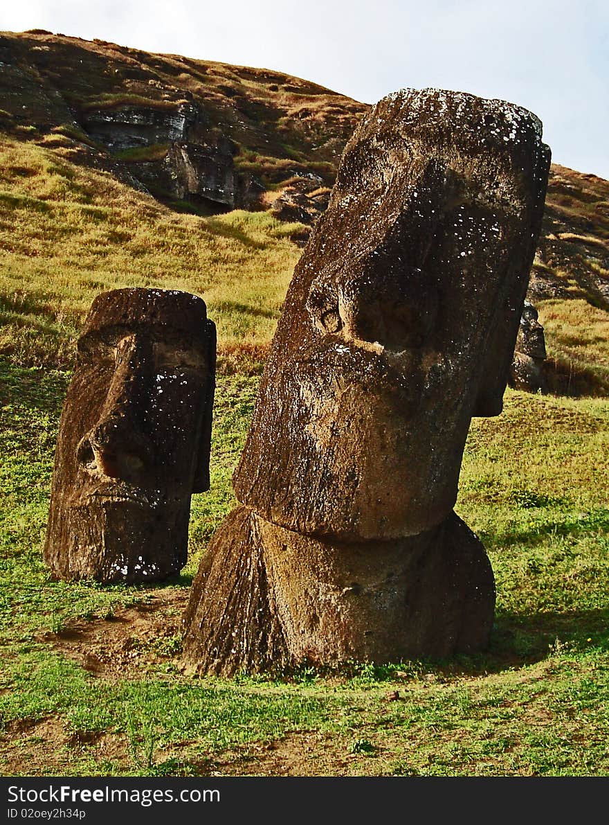 Image of the detailed carvings on Easter Island