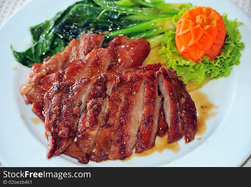 Baked pork with vegetable for dinner. Baked pork with vegetable for dinner