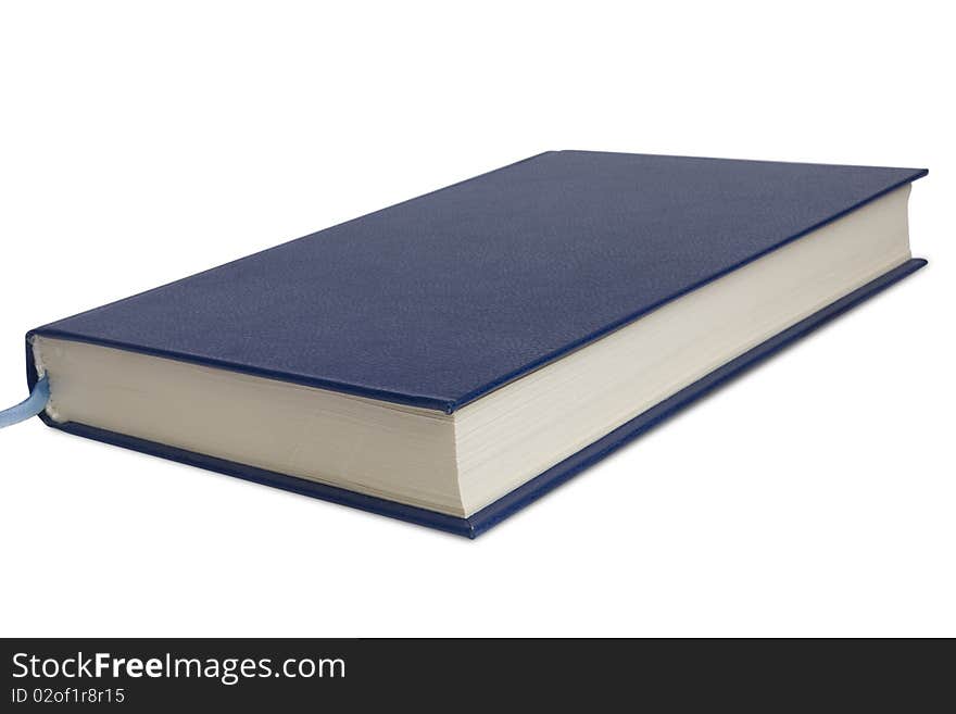 Dark blue book on a white background