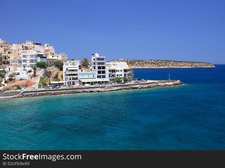 Houses near the sea in sunny day