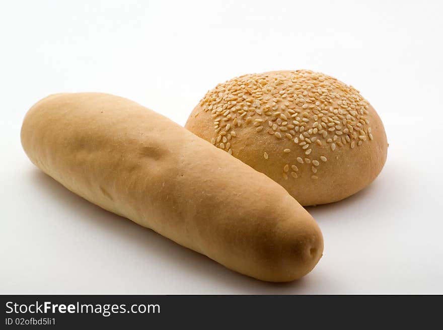 Wheat bread on the white background