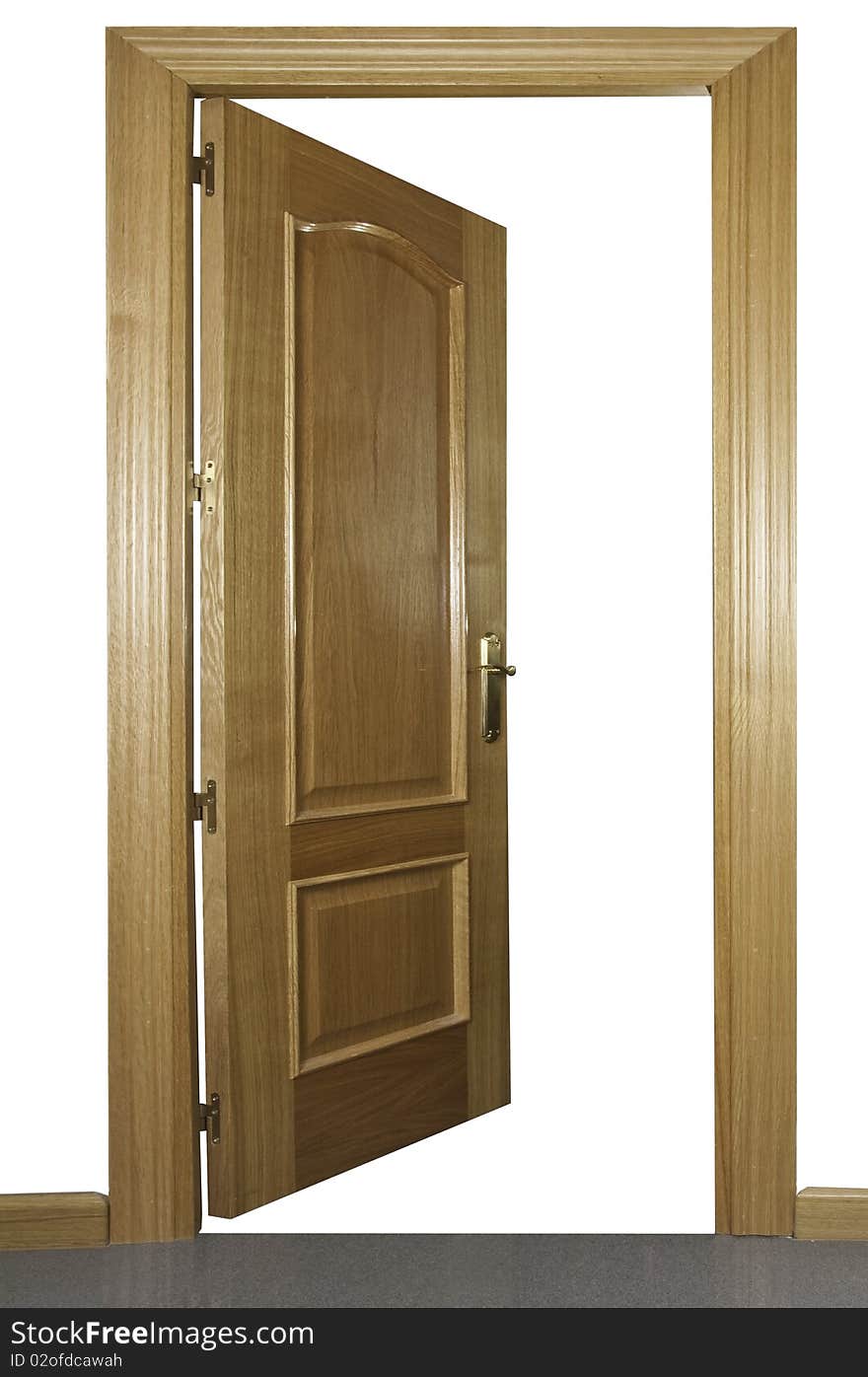 Image showing an open door with a white background add to the bottom. Image showing an open door with a white background add to the bottom