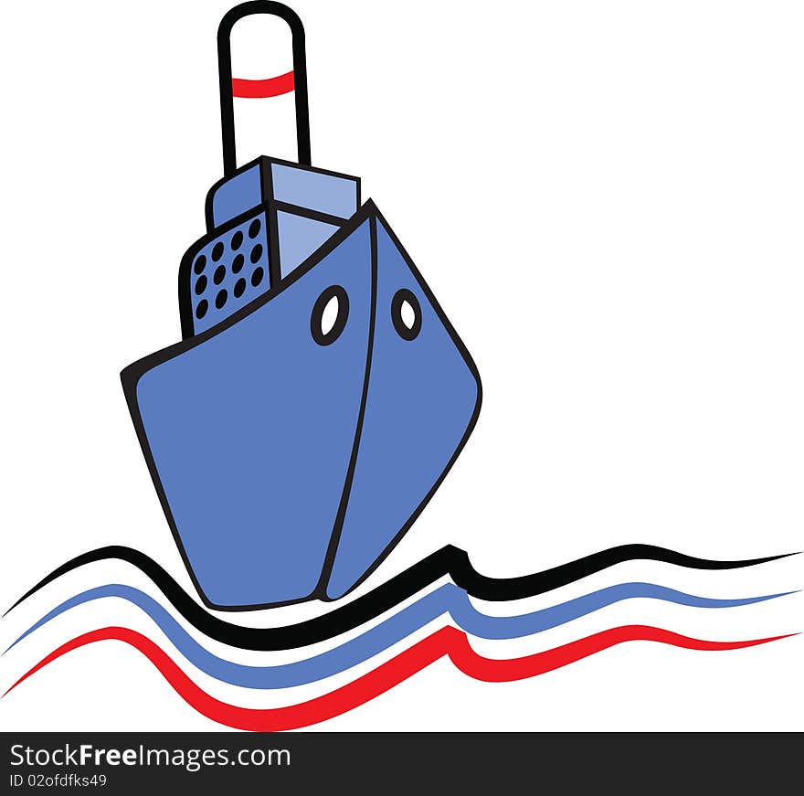 Sailing ship emblem. Vector illustration -