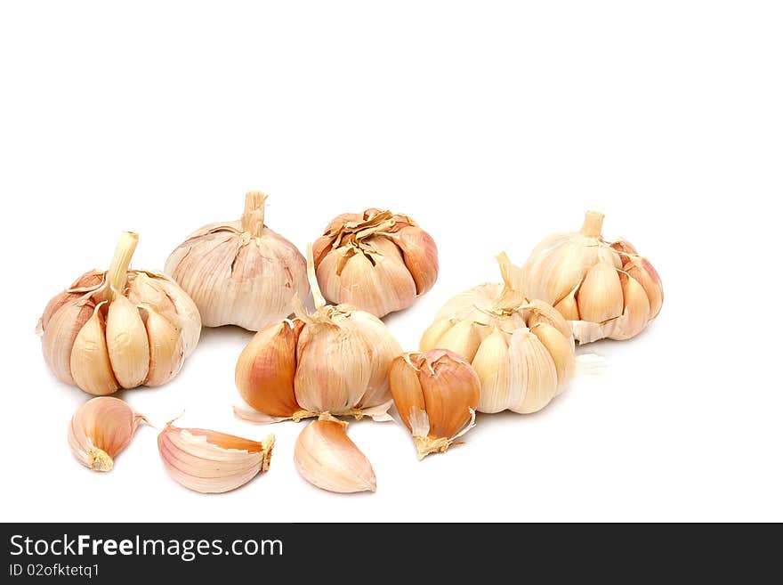 Healthy white vegetable garlic isolated white on background