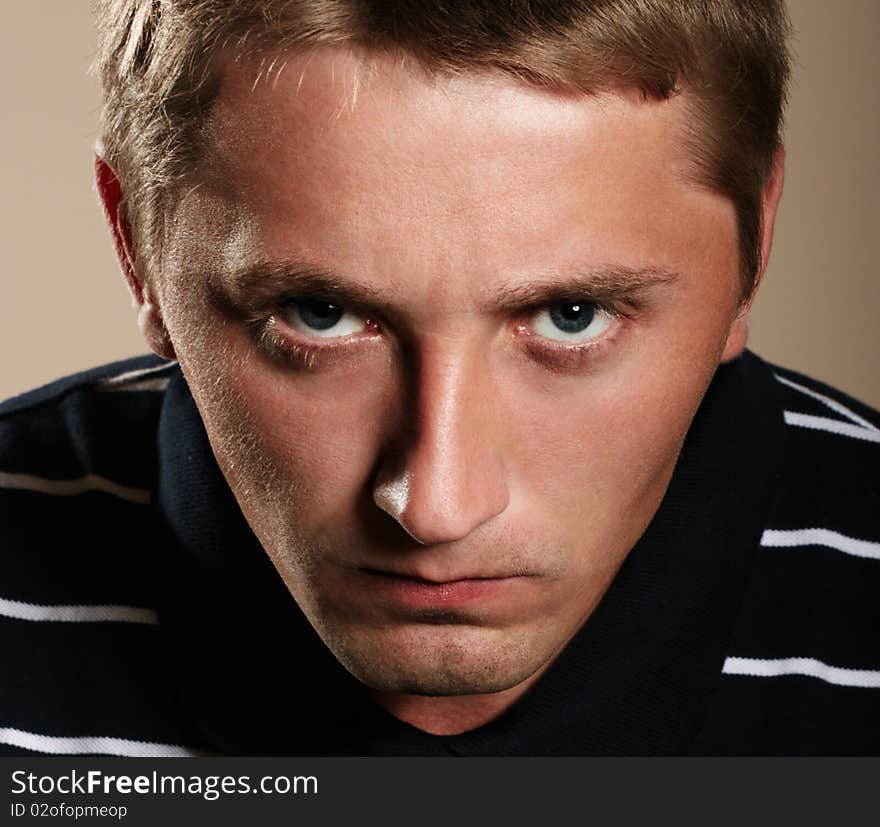 Photo of depressed man. studio shot