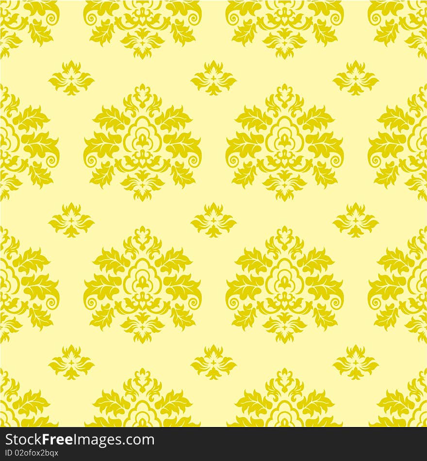 Classic seamless wallpaper yellow flowers. Classic seamless wallpaper yellow flowers