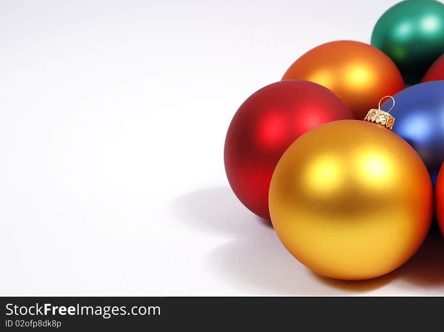 Colorful baubles on the white background. Colorful baubles on the white background