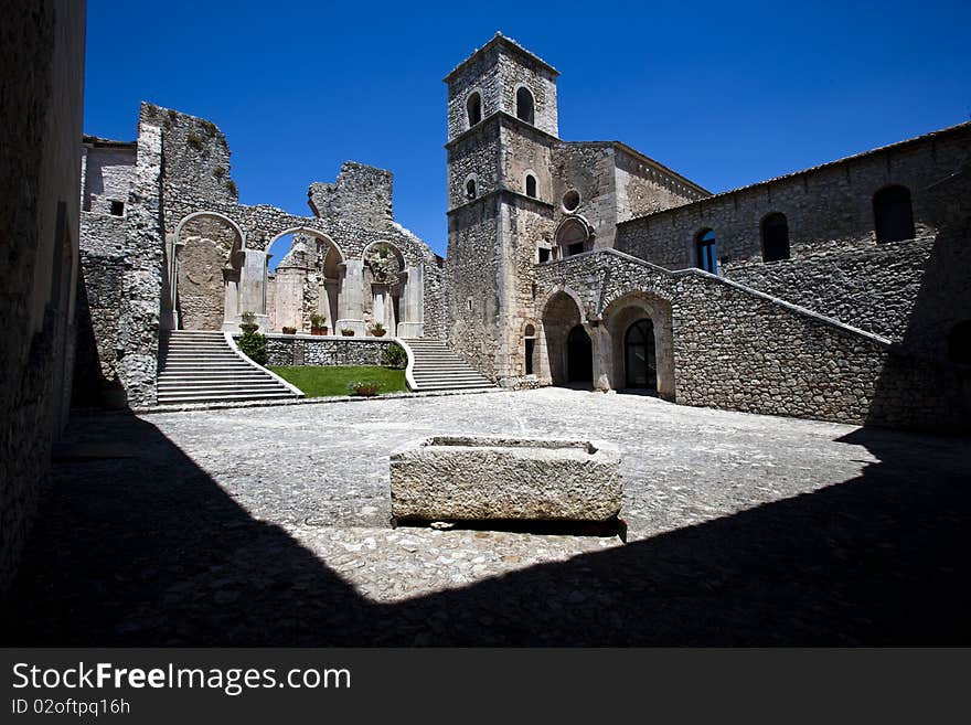 Ancient arch in church, each one town doors. Ancient arch in church, each one town doors