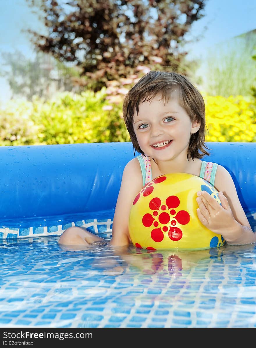 Little girl bathing