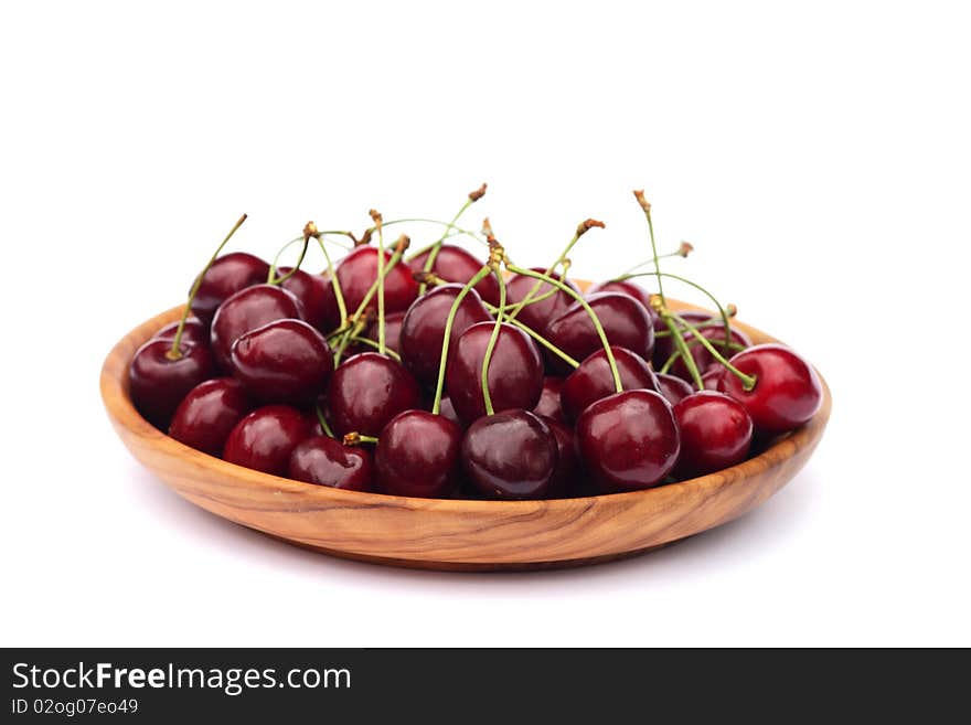 Several sweet cherries on white background