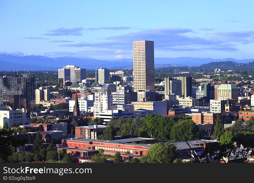 Portland Oregon at sunset.