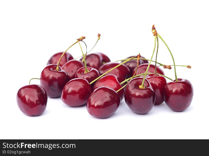 Several cherries on white background. Several cherries on white background