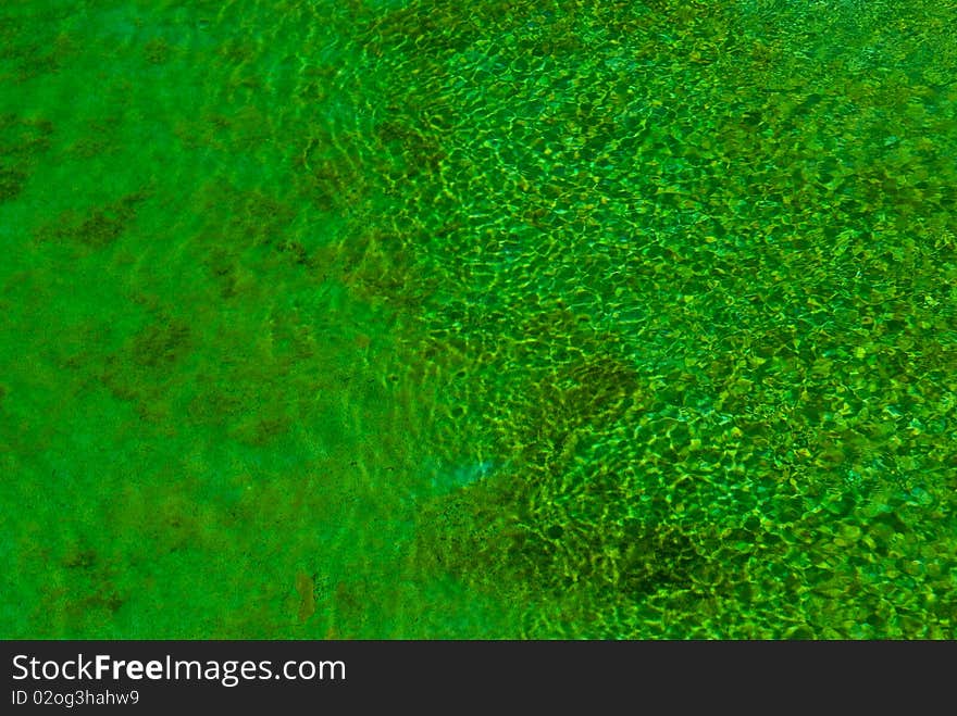 Green clear water ripple in the wind