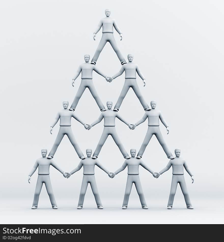 3D men pyramid isolated over a white background. 3D men pyramid isolated over a white background