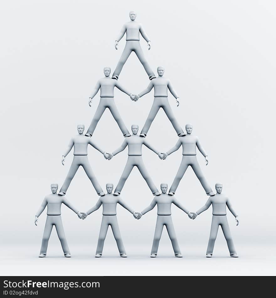 3D Pyramid Of People