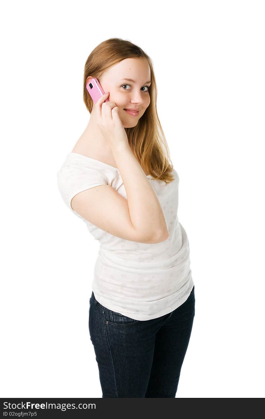 Young woman calling by cellular phone