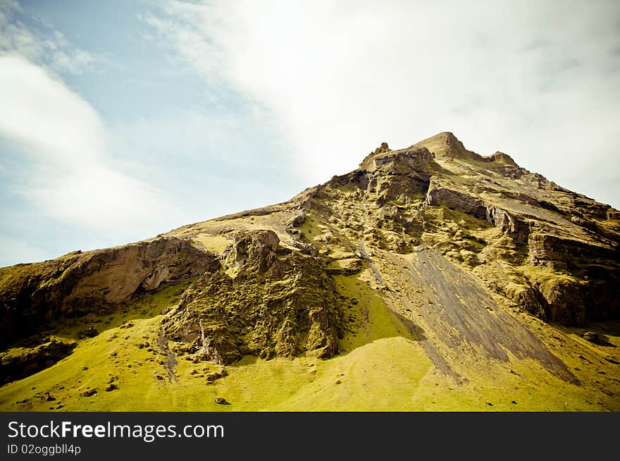 Mountain at Skogafoss, Iceland