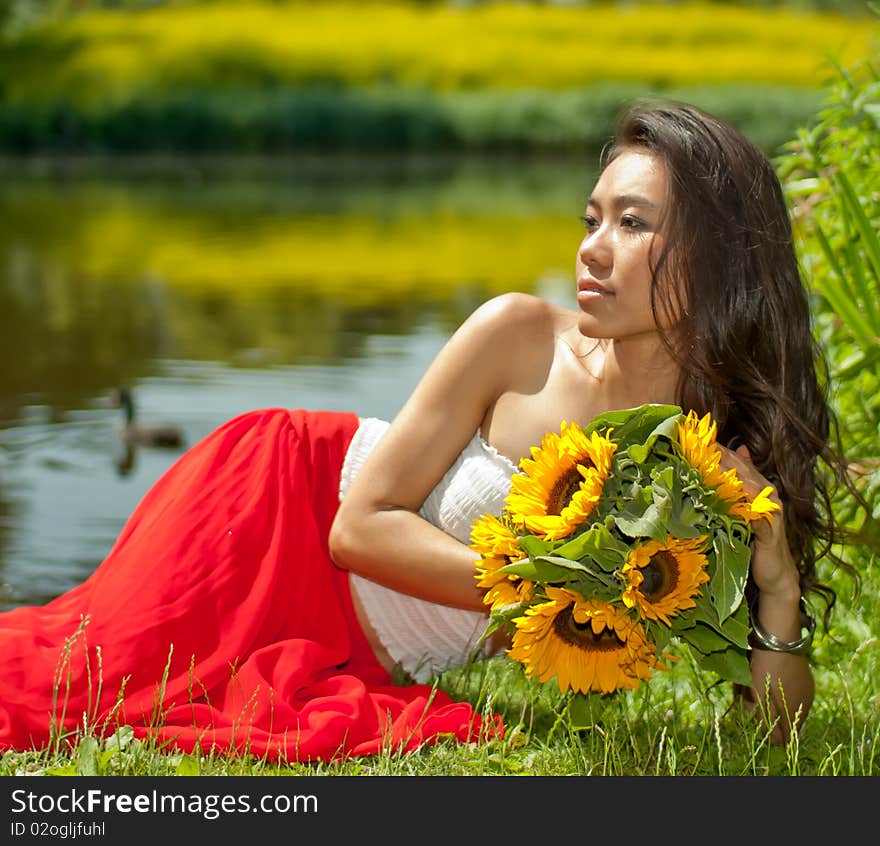 Young woman in park