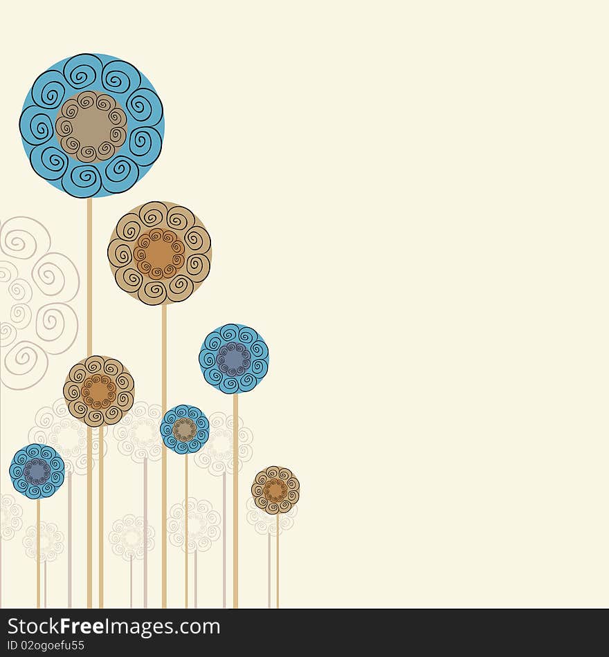 Abstract style floral vector design . Abstract style floral vector design