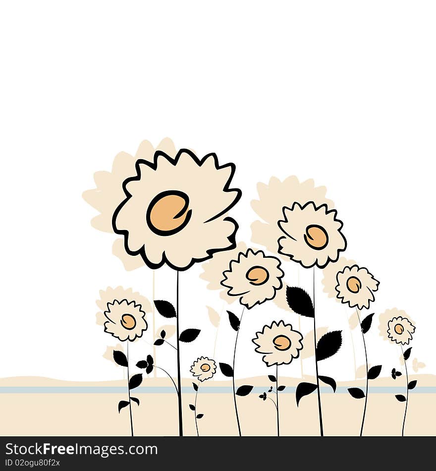 Cartoon style flowers background vector