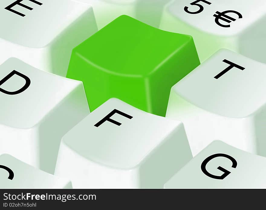 Image of isolated green computer key