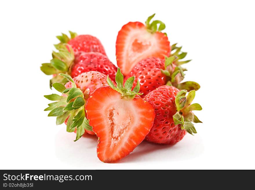 Beautiful fresh strawberries isolated on white background. Beautiful fresh strawberries isolated on white background.