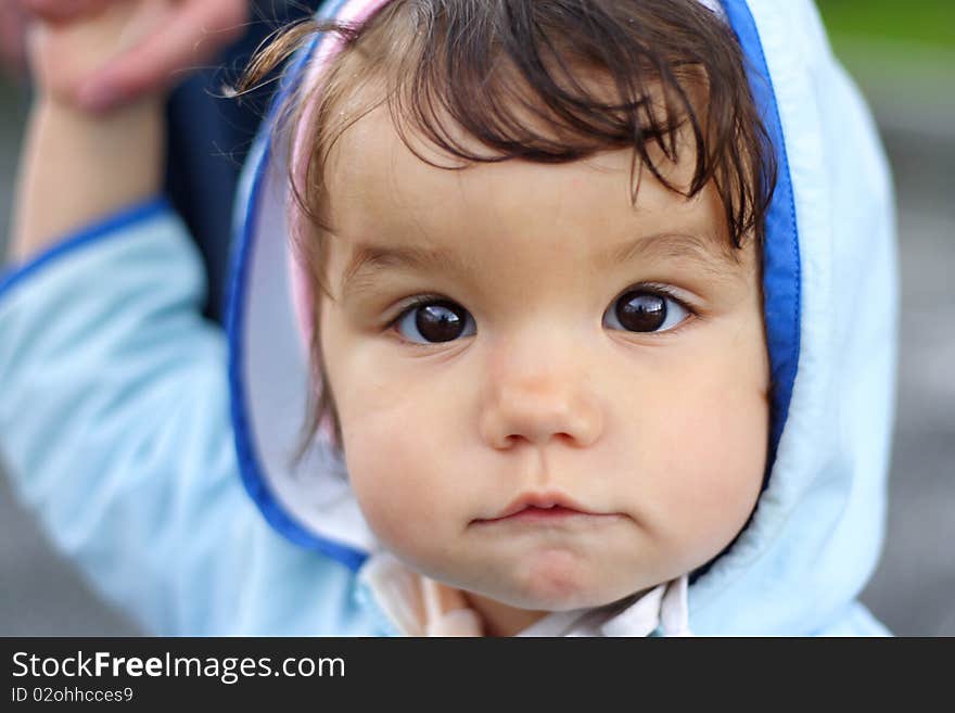 Portrait of the little beautiful child looking in the camera. Portrait of the little beautiful child looking in the camera