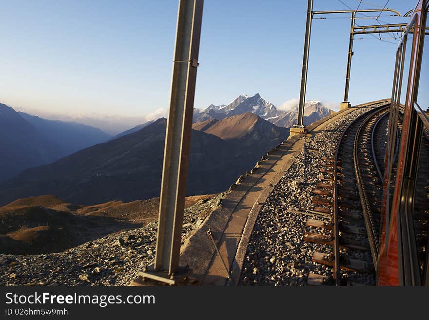 Cog railway up to the peaks of the Alps