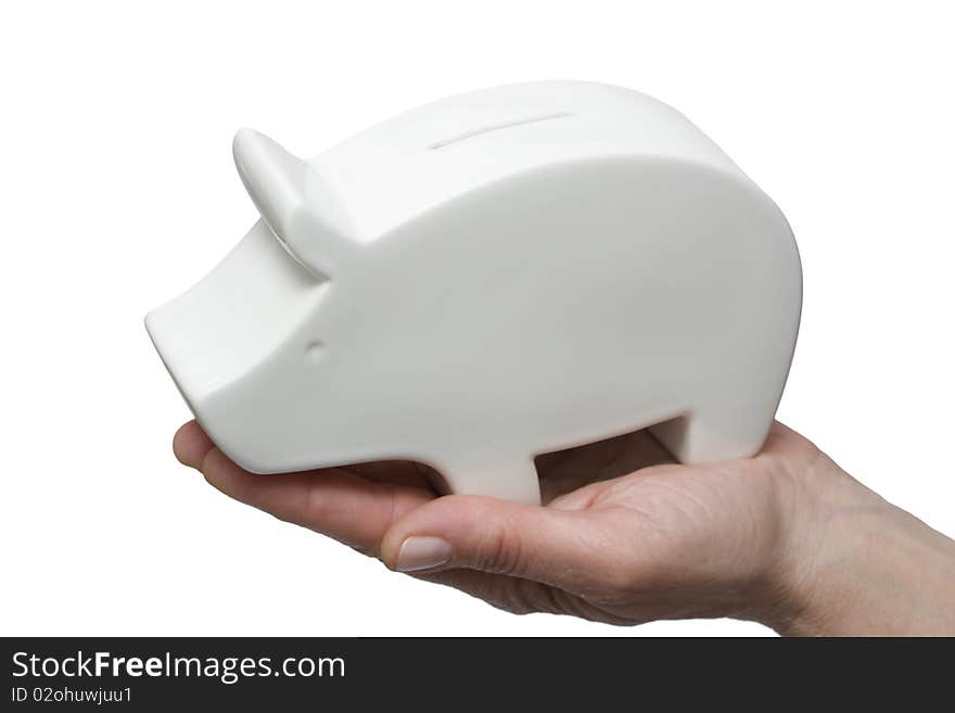 One piggy bank in a hand