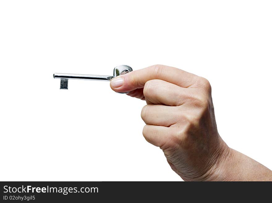 Woman hand holding one key