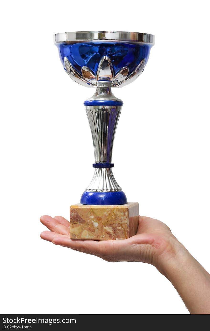 Cup on a hand, photo taken in studio