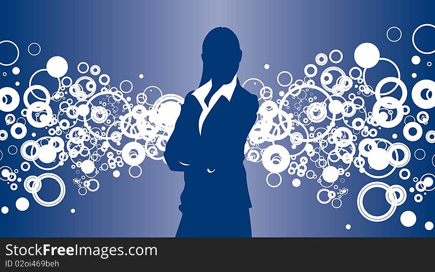 Business woman abstract bubbles