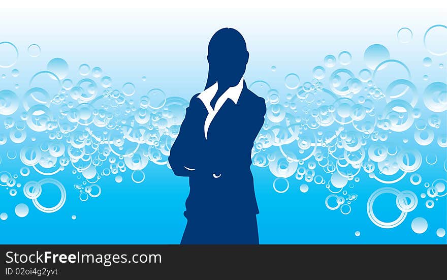 Business lady on a bubble background