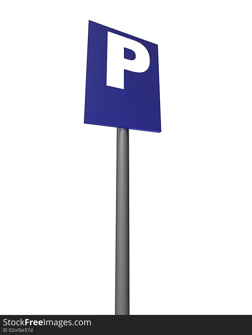 Blue parking sign in perspective