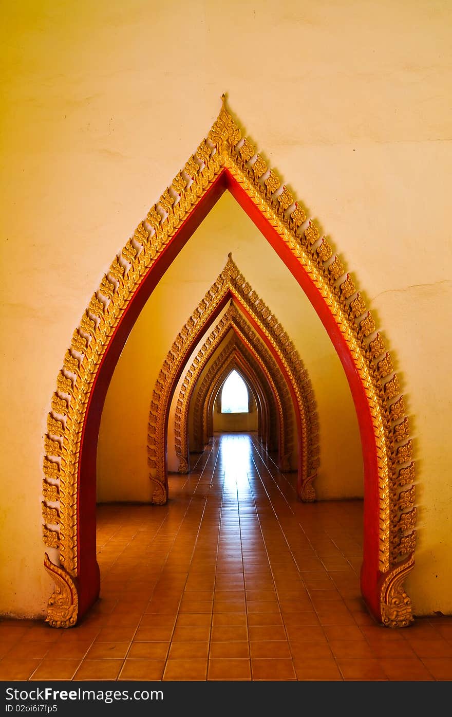 Walkway in temple at kanchanaburi province