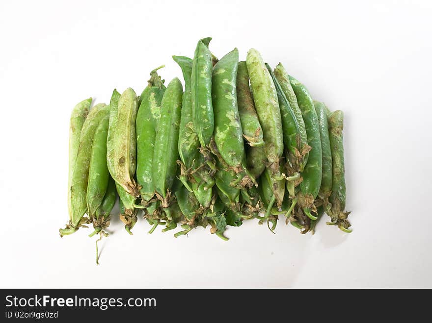 Green fresh beans isolated on white