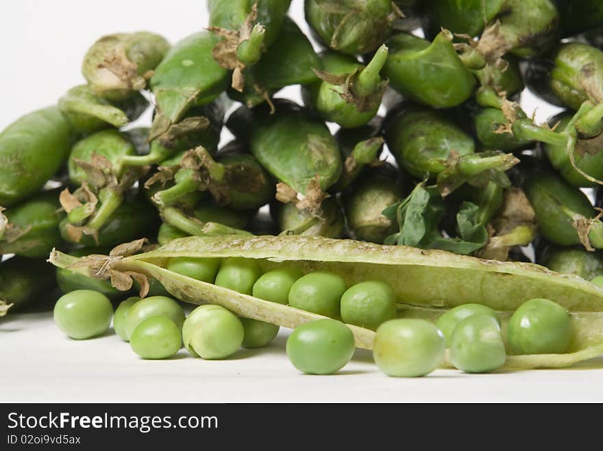 Green fresh beans isolated on white