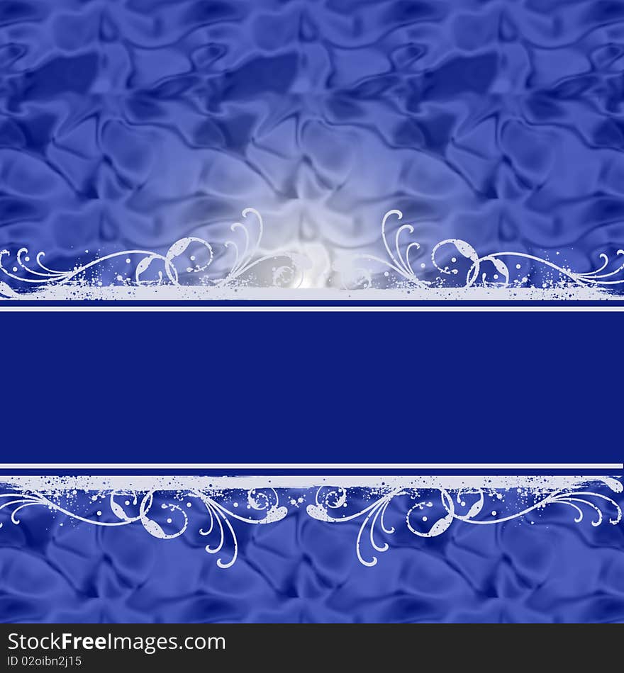 Blue luxurious textured background with white floral shapes and with place for text. Blue luxurious textured background with white floral shapes and with place for text