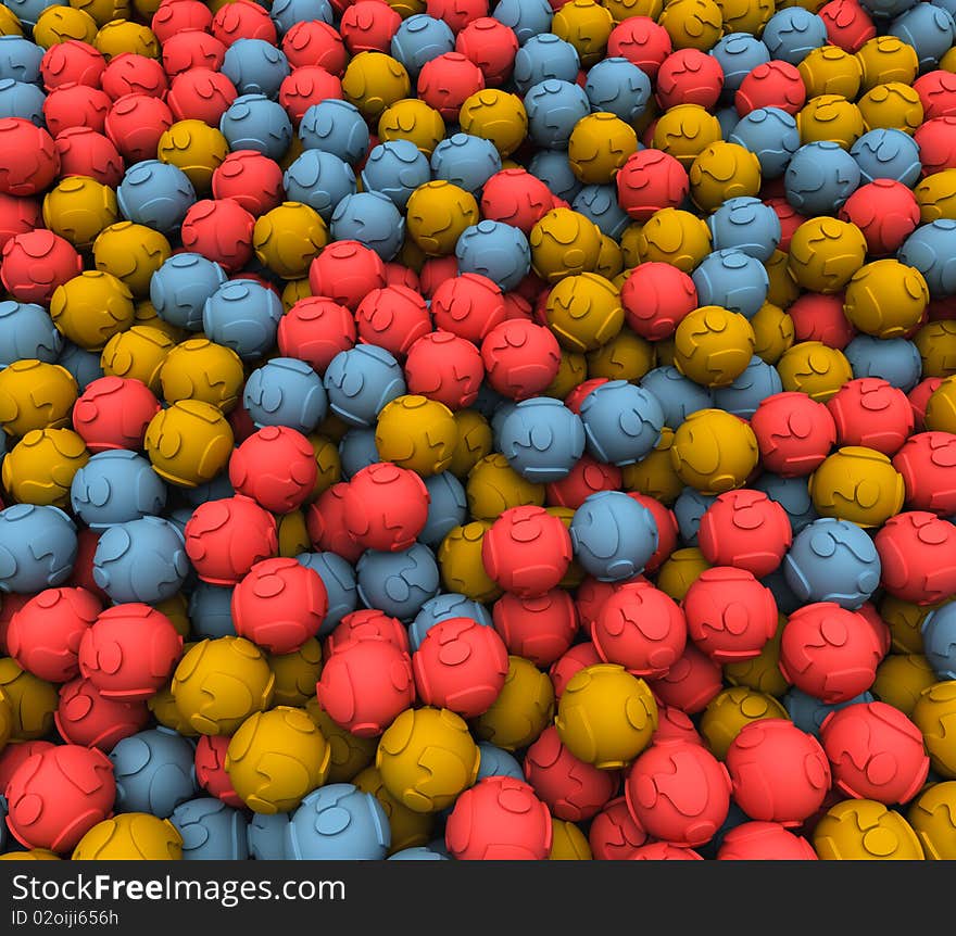 3D Image of scattered question balls