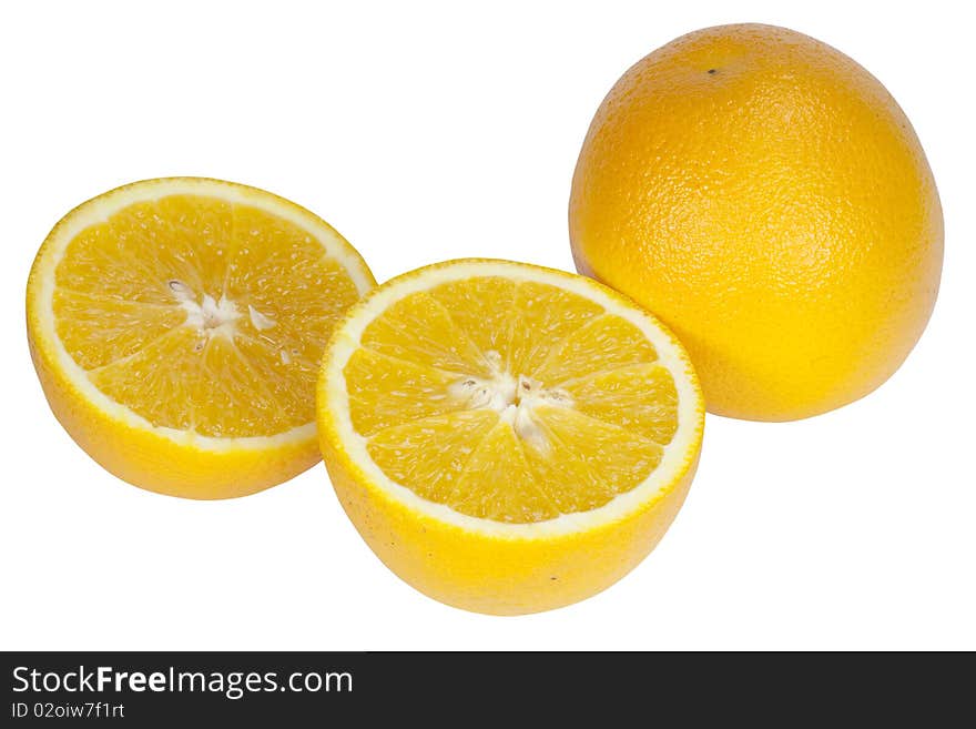 Two orange and a sliced