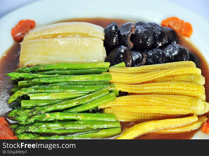 Four vegetable with oyster sauce