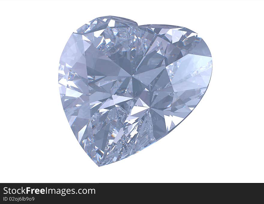 Heart shaped diamond isolated on white. Heart shaped diamond isolated on white