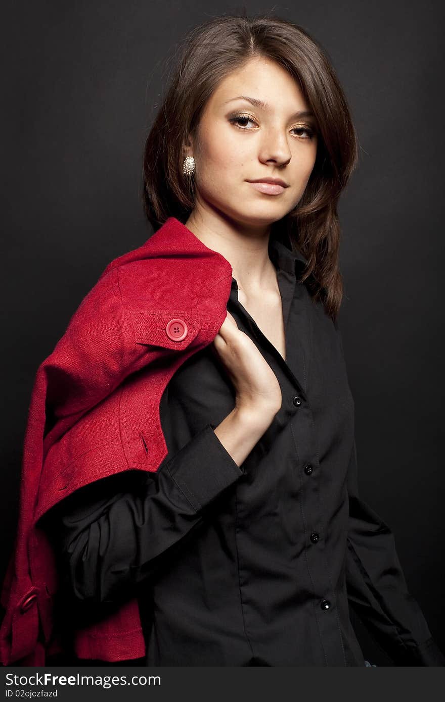 Portrait of a girl with red jacket